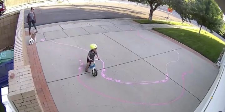 Door cam spies kid on driveway, so owner adds racetrack